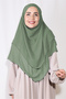 Soft Green Souffle Khimar - Medium Size, with Veil, Three Layer Chiffon Shawl