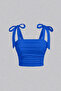 WFT5023B Bow-Detail Wide-Strap Cropped Blouse