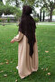 Pleated Zippered Aerobin Fabric Hijab Ferace/Dress - Honey Foam - 5