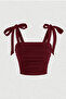 WFT5023B Bow-Detail Wide-Strap Cropped Blouse