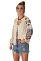 Women's Sleeves Ethnic Floral Embroidery Design Embroidered Cream Long Sleeve Blouse - 5