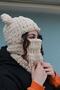Hand Knitted Soft Teddy Bear Ear Model Puffy Snow Mask Balaclava/balaklava Beanie - 3