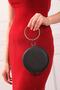 Women's Black Silvery Sand Round Evening Dress Clutch Portfolio Bag - 4