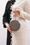 Anthracite Stoned Round Women's Evening Dress Clutch Portfolio Bag - 6