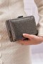 Women's Platinum Stone Evening Dress Clutch Evening Bag