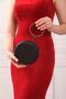 Women's Black Silvery Sand Round Evening Dress Clutch Portfolio Bag - 6