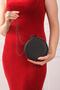 Women's Black Silvery Sand Round Evening Dress Clutch Portfolio Bag - 5