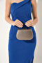 Women's Evening Dress Bag with Platinum Fabric Handle and Chain Strap - 3