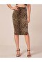 Leopard Print Knee-Length Pencil Skirt - 4