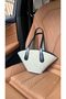 Straw Look Women's Shopper Bag - White/Black 1307