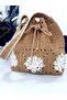 Hand Knitted Paper Thread Women's Shoulder Bag (Color Straw)