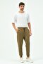 Men's Cuffed Leg Sweatpants with Side Pockets 851 Khaki - 2