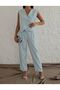 Cross Detailed Vest, Pants, Top and Bottom Women's Set