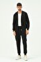 Men's Hooded, Zippered Front and Cuffed Leg Tracksuit 8702 Black - 5