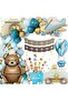 Retro Bear with Rainbow Police Car Balloon Chain Set