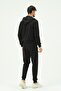 Men's Hooded, Zippered Front and Cuffed Leg Tracksuit 8702 Black - 8