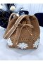 Hand Knitted Paper Thread Women's Shoulder Bag (Color Straw) - 5