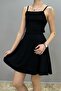 Women's Dress with Tie at the Back, Low Back Cut, Black - - 3