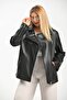 Suni Deri Oversize Biker Ceket