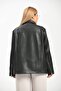 Suni Deri Oversize Biker Ceket - 4
