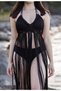 Black Macrame Knitted Beach Dress - Festival Pareo - Bachelorette - 5