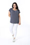 Women's Plus Size Navy Blue Collar Pleated Low Sleeve Blouse 65N38212 - 5
