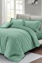 Double Duvet Cover Set with Fitted Sheets, Water Green Lux Cotton - 2
