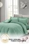 Double Duvet Cover Set with Fitted Sheets, Water Green Lux Cotton - 4