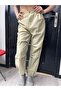 Beige Color Women's Trousers with Pockets and Adjustable Elastic Waist and Hem - 3