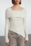 Taş Yumuşak Dokulu Yaka Detaylı Etek Ucu Asimetrik Fitted/Vücudu Saran Triko Kazak TWOAW25KZ00239 - 3