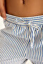 100% Cotton Pocketed Blue Striped Women's Summer Trousers - 7