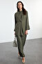 Haki Oversize Keten Görünümlü Dokuma Alt-Üst Takım TCTAW25US00099