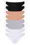 Super Eco Lycra 8 Pieces Women's Slip Panties Set - Black Skin Gray White
