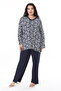 Women's Plus Size Navy Blue V-Neck Long Sleeve Blouse and Elastic Waist Pants Two Piece Set 65N38195 - 2