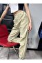 Beige Color Women's Trousers with Pockets and Adjustable Elastic Waist and Hem - 5