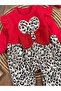 Leopard Patterned and Heart Detailed Jumpsuit with Snaps on the Bottom for Baby Girl - 5