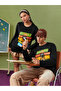 Unisex scooby doo printed oversize 3 thread bicycle collar black sweatshirt - 4