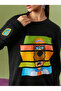 Unisex scooby doo printed oversize 3 thread bicycle collar black sweatshirt - 3