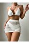 Bikini Top Openwork Pattern Mini Skirt - 4