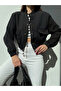 Women's Short Crop Dumbbell Fabric Bomber Jacket - 2