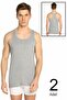 Men's Gray 2 Pack Ribbed Sports Undershirt ELF568T0118CCM2