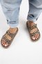 Manijero Lavanda Leopard Women's Genuine Leather Double Buckle Mink Slippers - 7