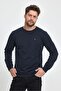 Men's Navy Blue Crew Neck Embroidery Detailed Regular Fit Sweatshirt - 3