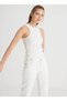 Slim Fit Slim Fit Crew Neck Women's White Ribbed Sleeveless T-Shirt - 2