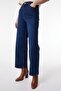 Regular Fit Normal Cut High Waist Wide Leg Women's Dark Blue Stretchy Stella Jean Denim Jeans - 2