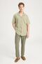 Relaxed Fit Wide Cut Short Sleeve 100% Cotton Green Shirt - 3