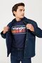 Loose Fit Comfortable Cut 100% Cotton Dark Blue Long Sleeve Jean Denim Shirt - 3