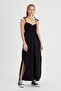 Regular Fit Regular Fit Square Neck Black Dress
