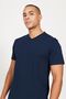 Men's Navy Blue-Navy Blue 2-Piece V-Neck 100% Cotton Slim Fit Slim Fit Basic T-Shirt - 4