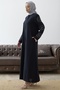Ferace with Pearl and Stone Detail on the Sleeves - Navy Blue - 4